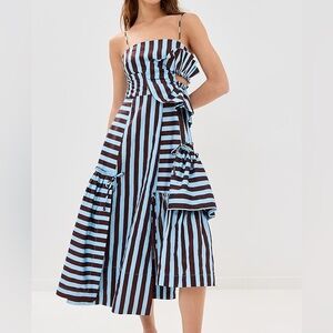 NWOT Farm Rio Square-Neck Asymmetrical Cutout Tiered Midi Dress Size Medium